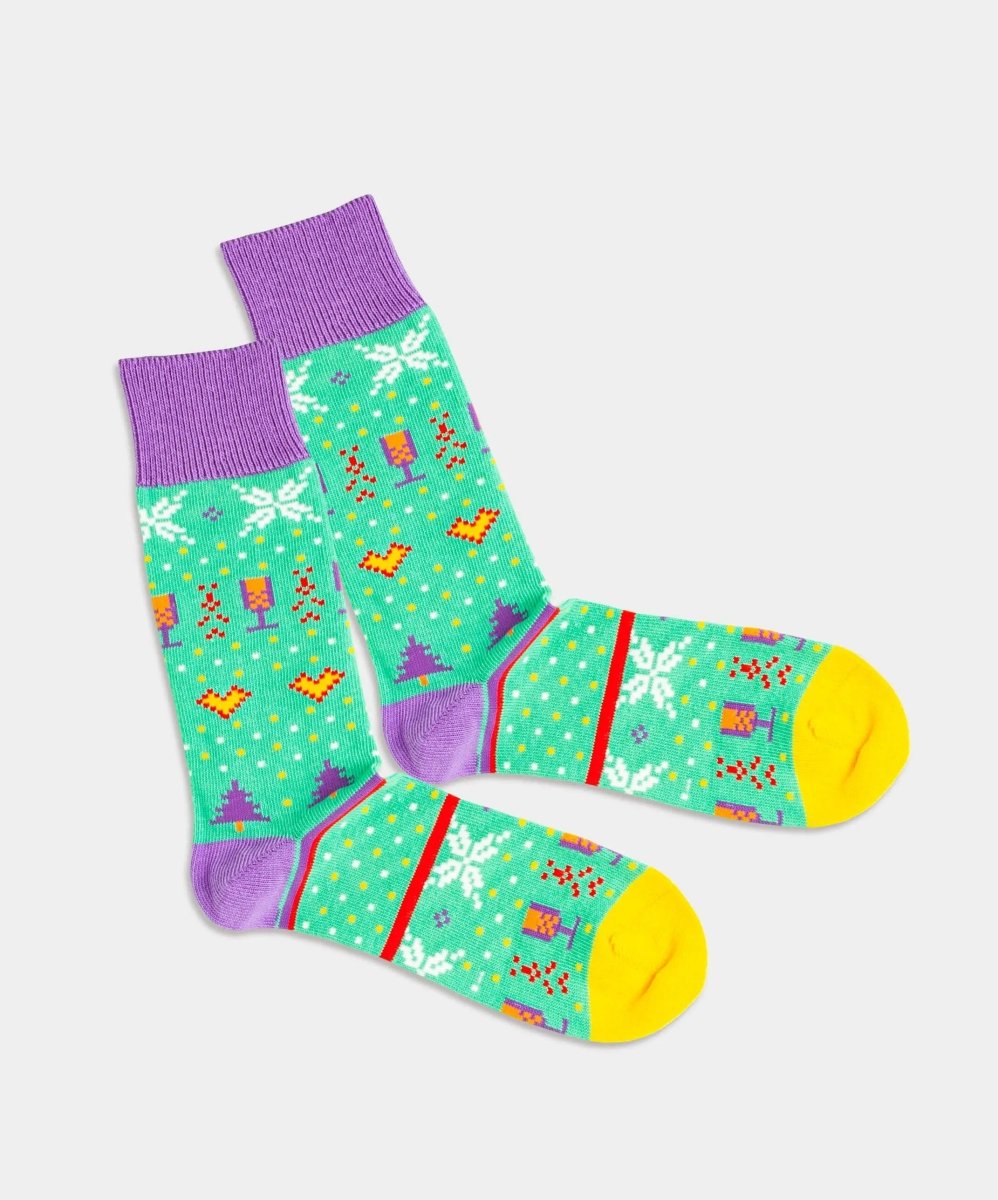 - Socken in Türkis mit Nordisch Motiv/Muster von DillySocks