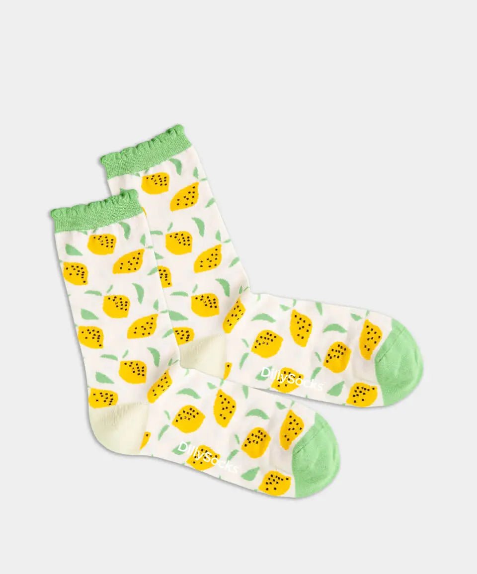 - Damensocken in Weiss mit Früchte Motiv/Muster - Damensocken in Weiss mit Früchte Motiv/Muster von DillySocks