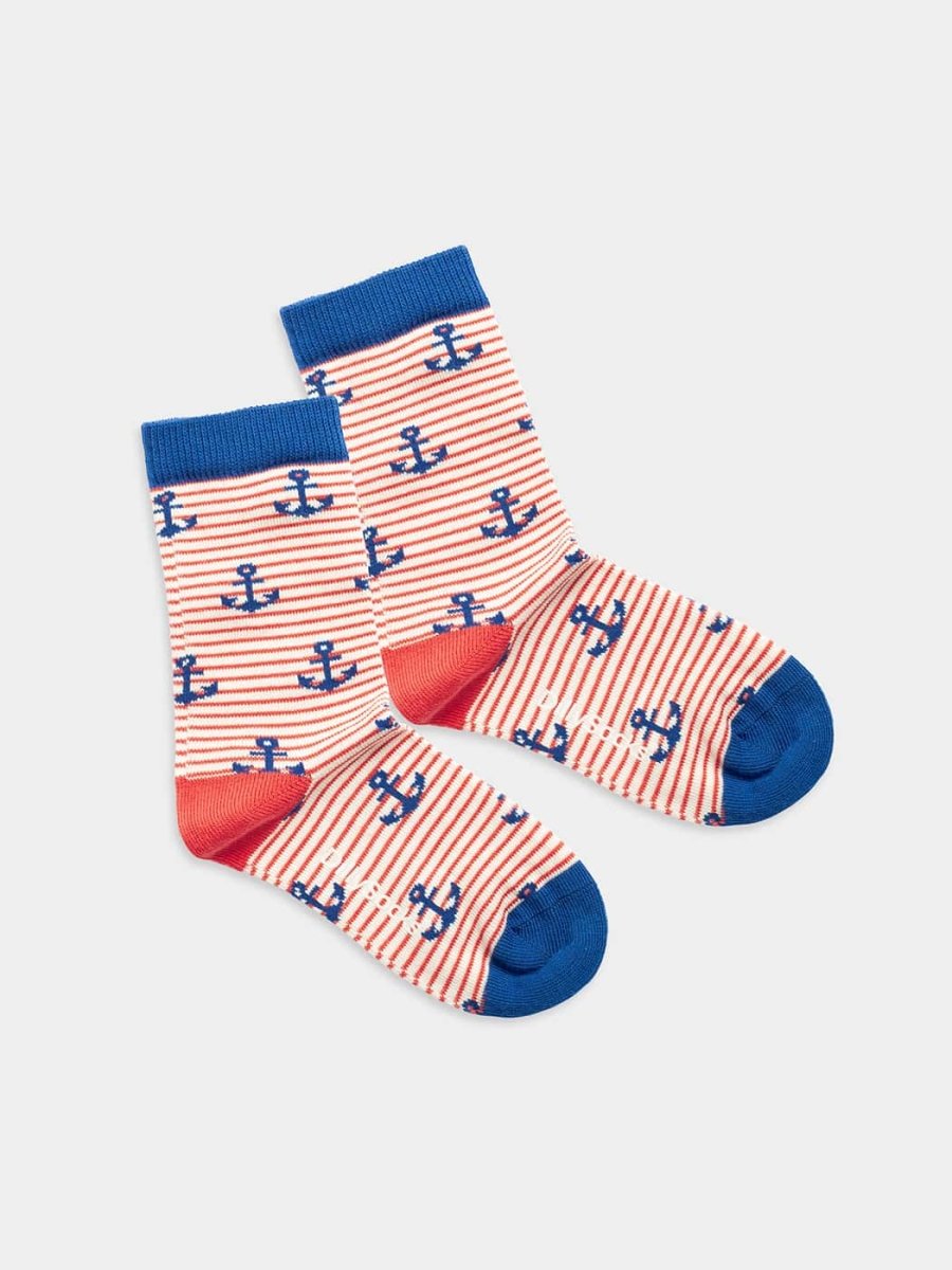 - Kindersocken in Rot mit Streifen Motiv/Muster - Kindersocken in Rot mit Streifen Motiv/Muster von DillySocks