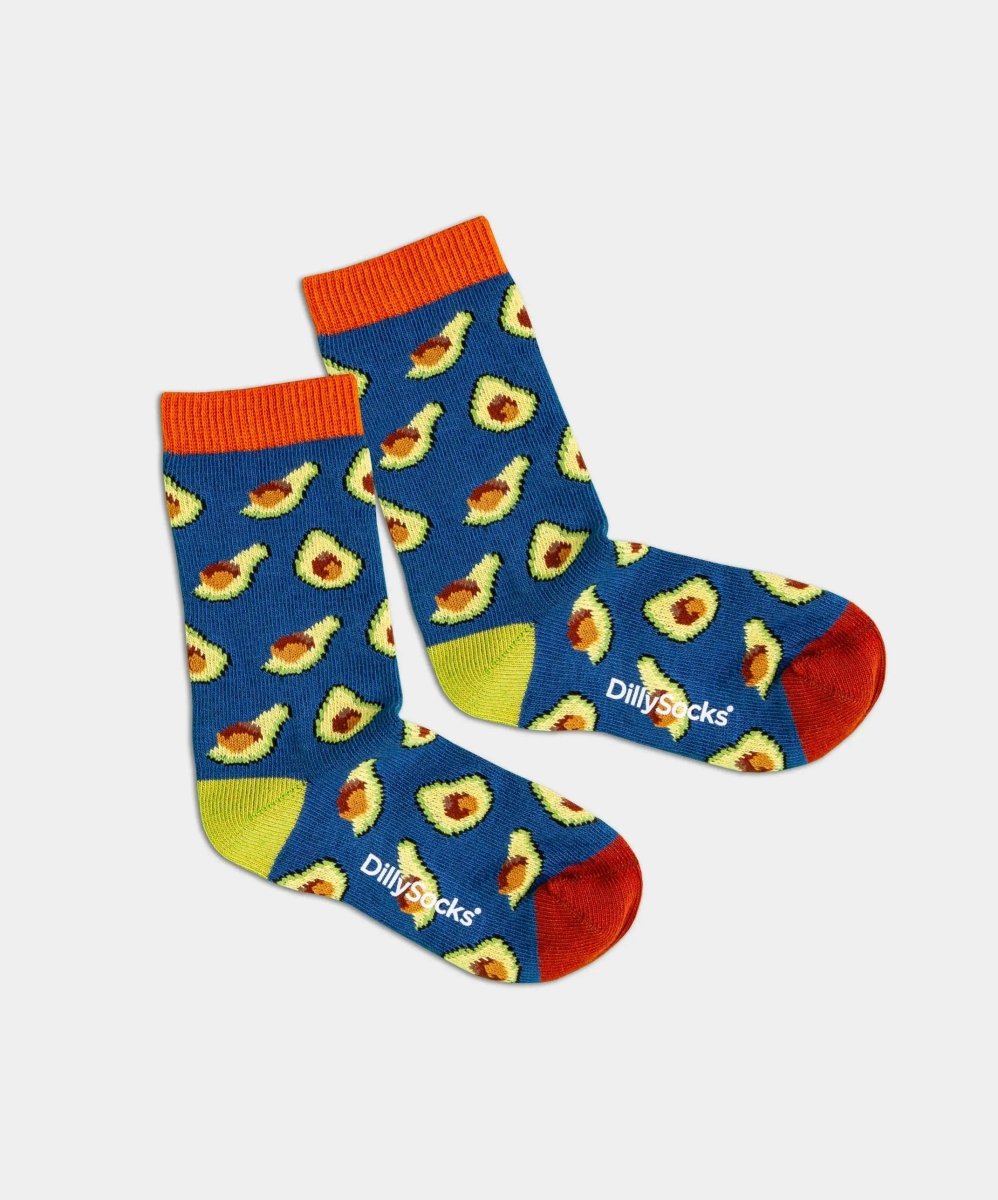 - Kindersocken in Blau mit Früchte Avocado Motiv/Muster - Kindersocken in Blau mit Früchte Avocado Motiv/Muster von DillySocks