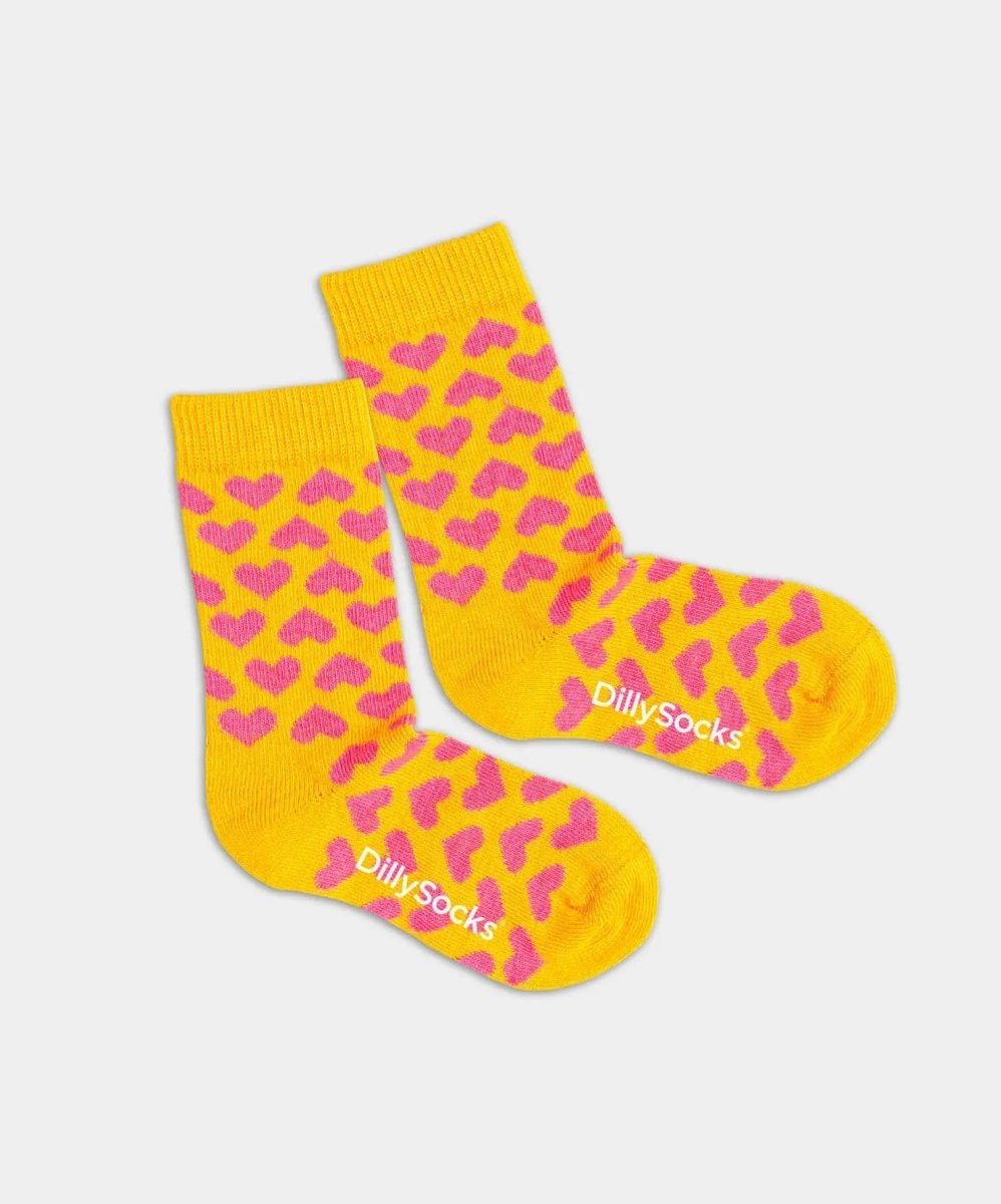 - Kindersocken in Orange mit Herz Motiv/Muster - Kindersocken in Orange mit Herz Motiv/Muster von DillySocks
