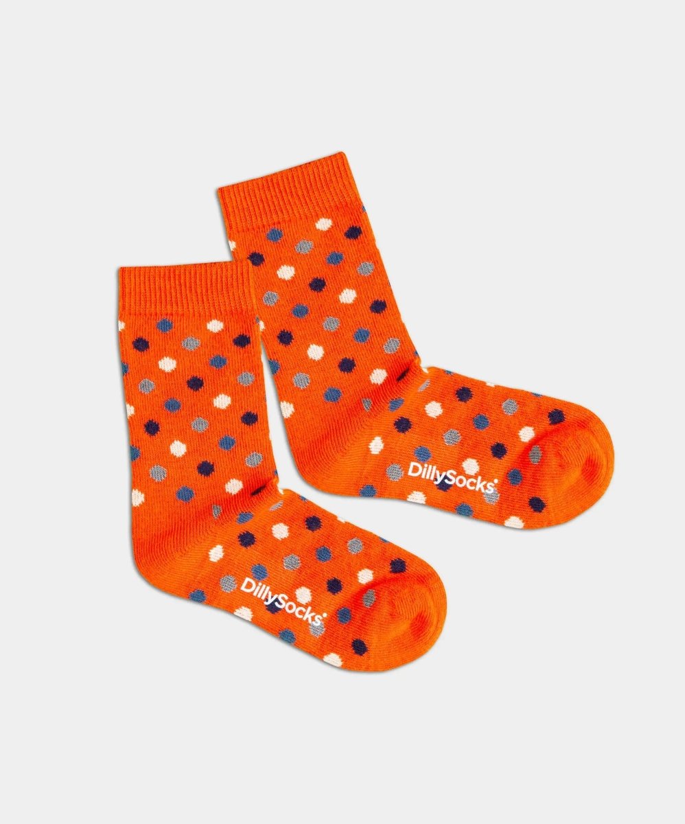 - Kindersocken in Orange mit Punkte Motiv/Muster von DillySocks