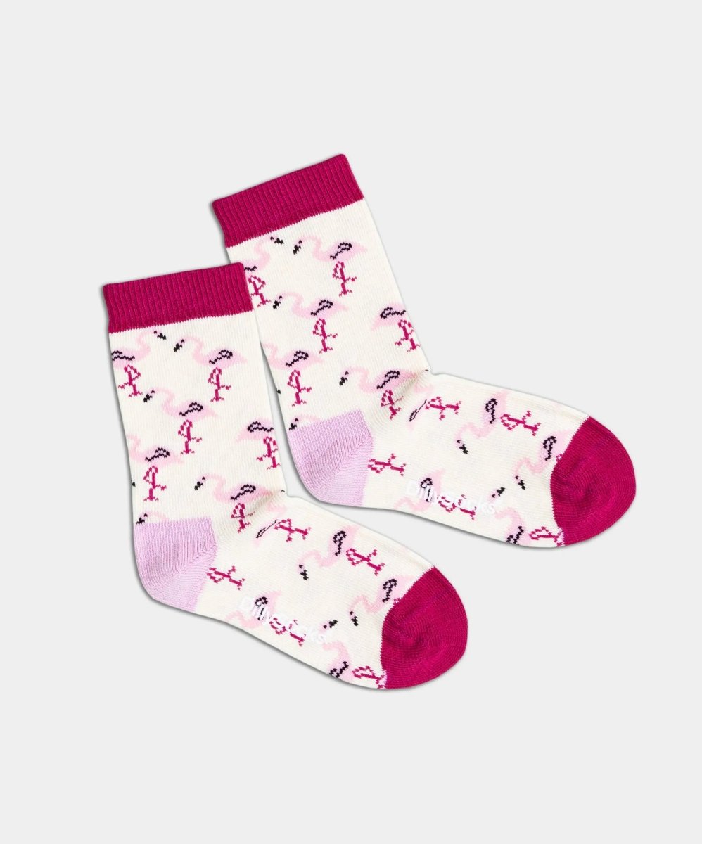 - Kindersocken in Weiss Beige mit Tier Flamingo Motiv/Muster - Kindersocken in Weiss Beige mit Tier Flamingo Motiv/Muster von DillySocks