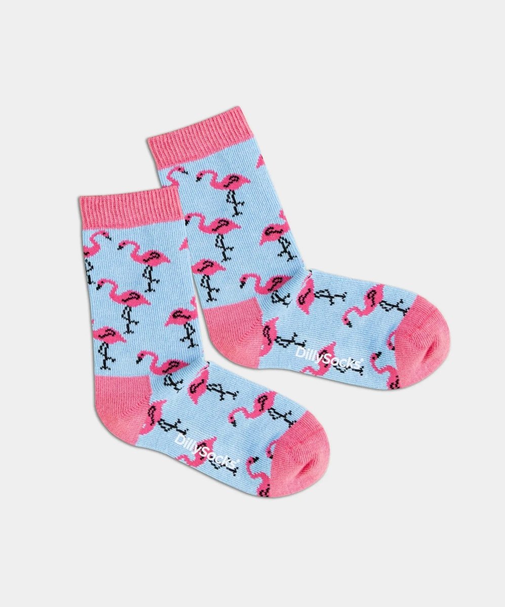 - Kindersocken in Blau mit Tier Flamingo Motiv/Muster - Kindersocken in Blau mit Tier Flamingo Motiv/Muster von DillySocks