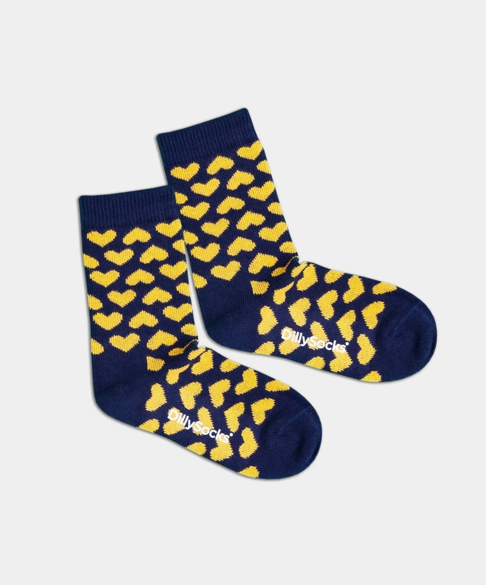 - Kindersocken in Blau mit Herz Motiv/Muster von DillySocks