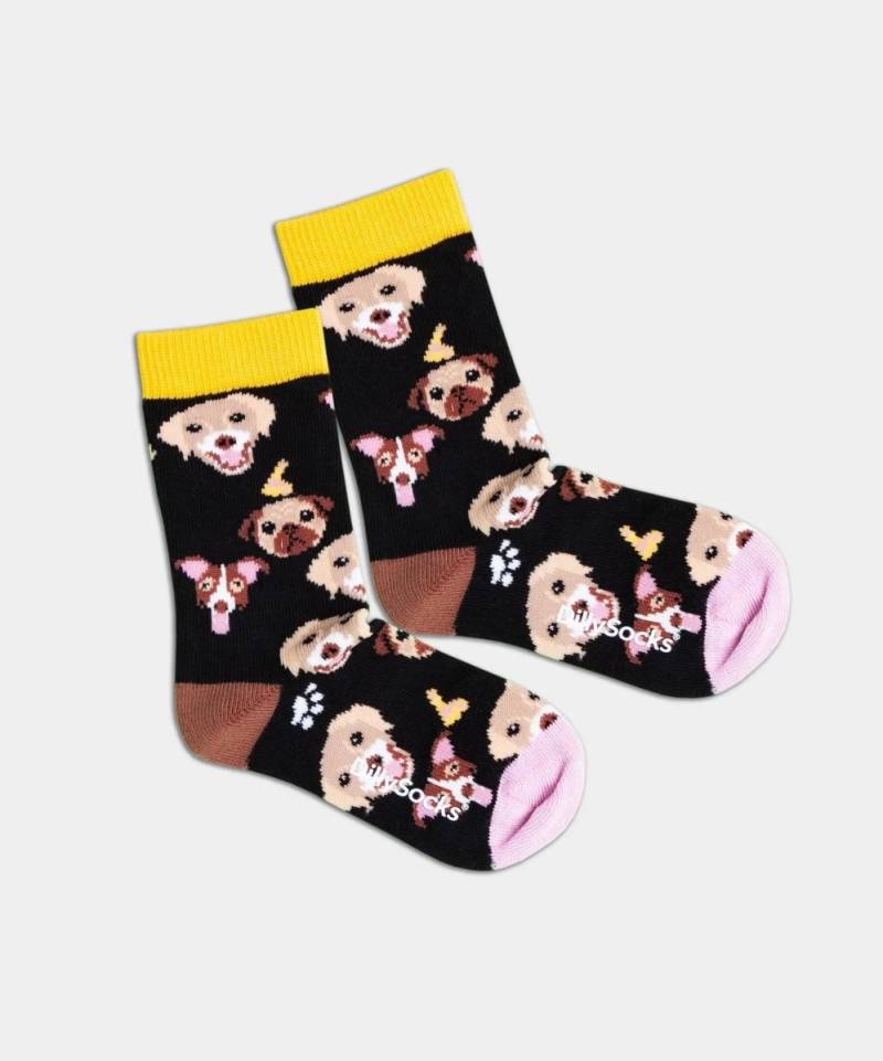 - Kindersocken in Schwarz mit Hund Tier Motiv/Muster von DillySocks