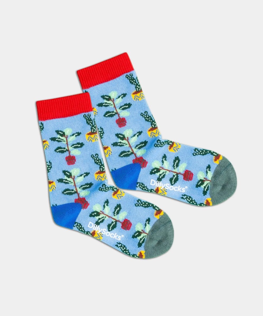 - Kindersocken in Blau mit Pflanze Motiv/Muster von DillySocks