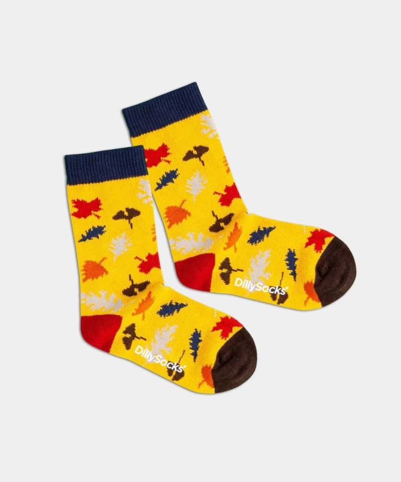 - Kindersocken in Gelb mit Pflanze Blätter Motiv/Muster von DillySocks