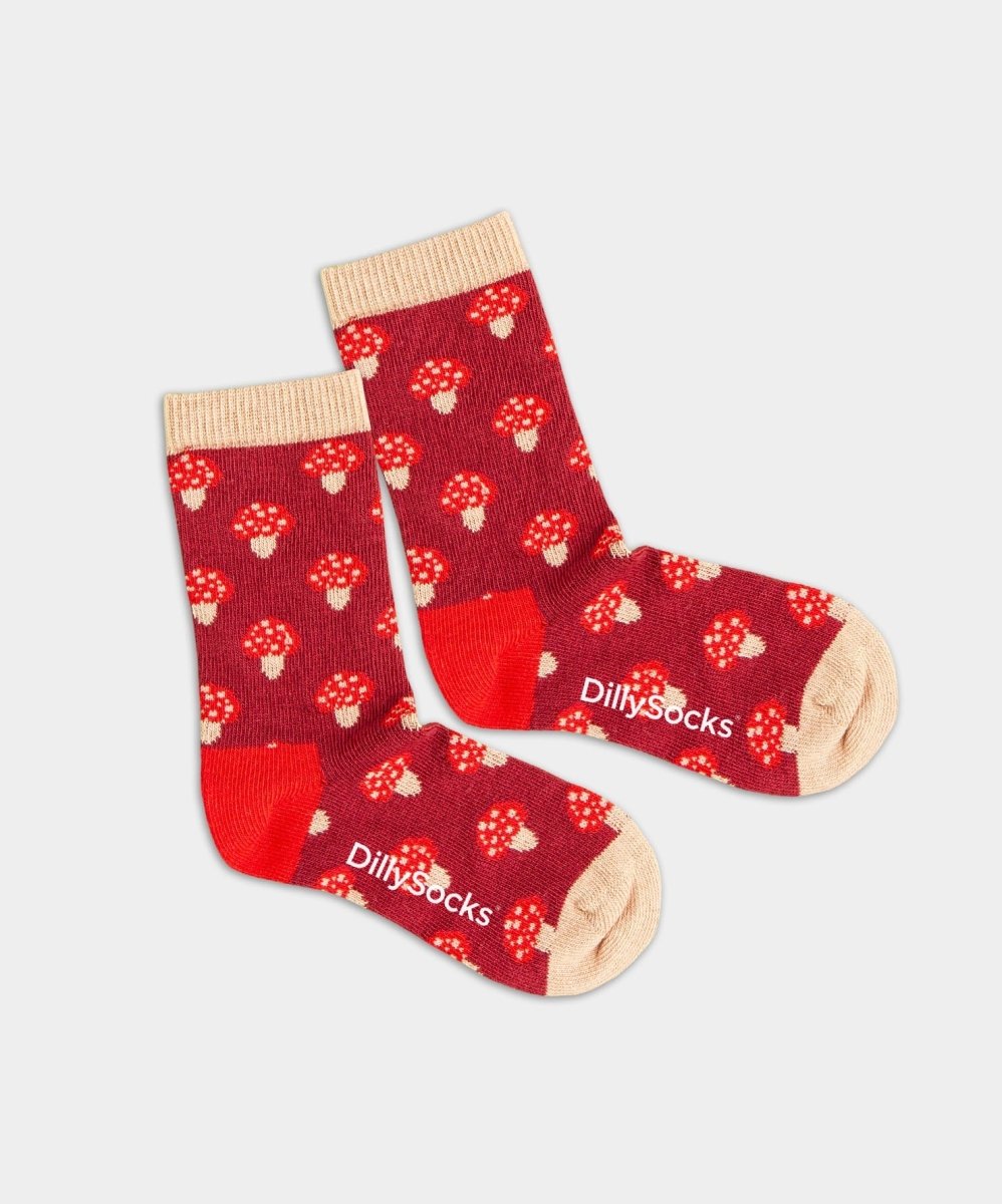 - Kindersocken in Rot mit Pflanze Motiv/Muster - Kindersocken in Rot mit Pflanze Motiv/Muster von DillySocks