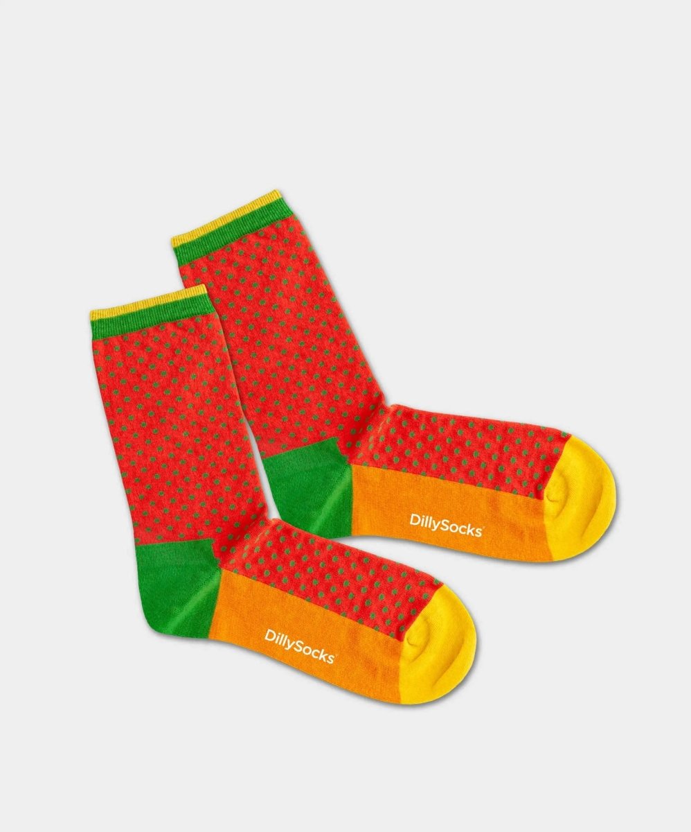 - Damensocken in Rot mit Punkte Motiv/Muster - Damensocken in Rot mit Punkte Motiv/Muster von DillySocks