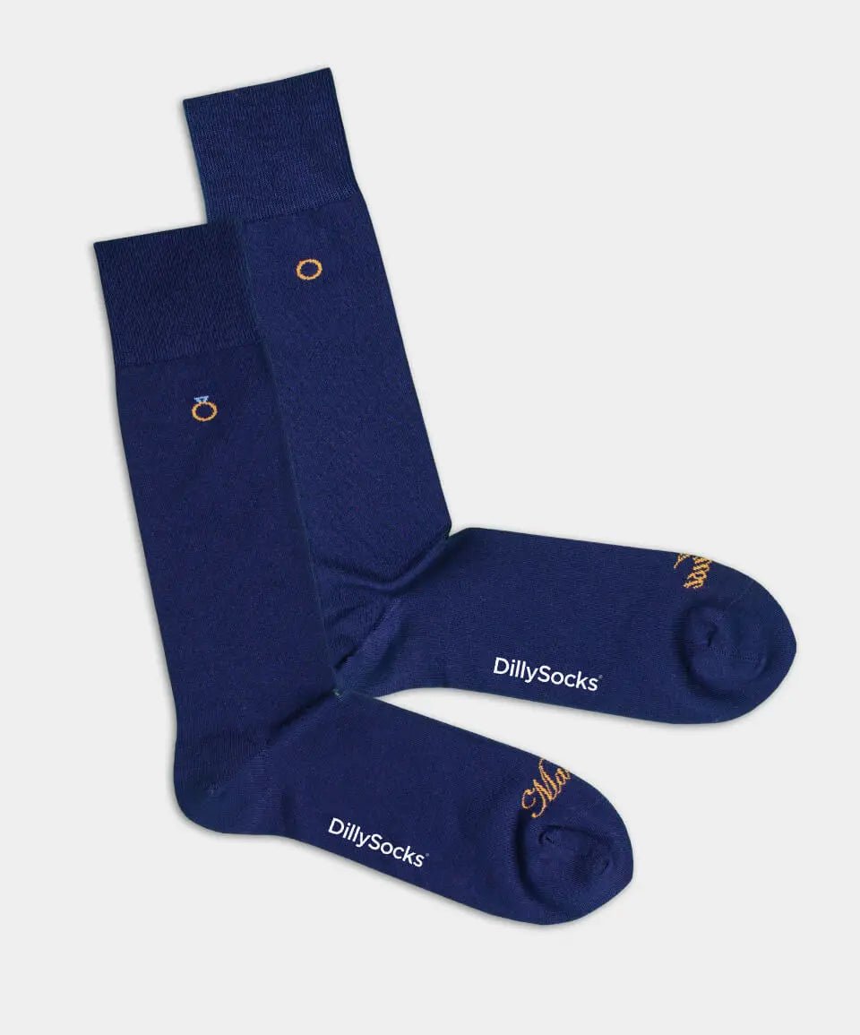 - Herrensocken in Blau mit Schriftzug Motiv/Muster - Herrensocken in Blau mit Schriftzug Motiv/Muster von DillySocks