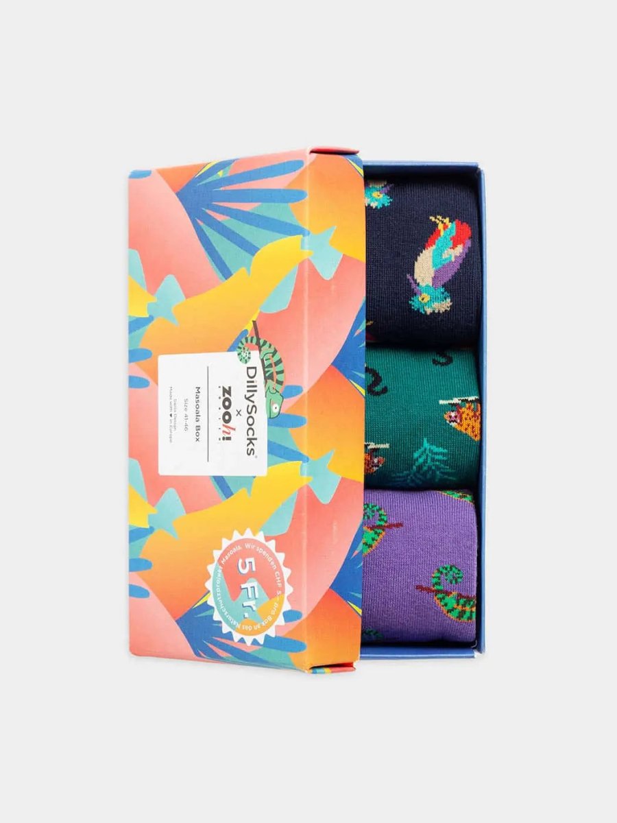 - Socken-Geschenkbox in Blau mit Tier Motiv/Muster - Socken-Geschenkbox in Blau mit Tier Motiv/Muster von DillySocks