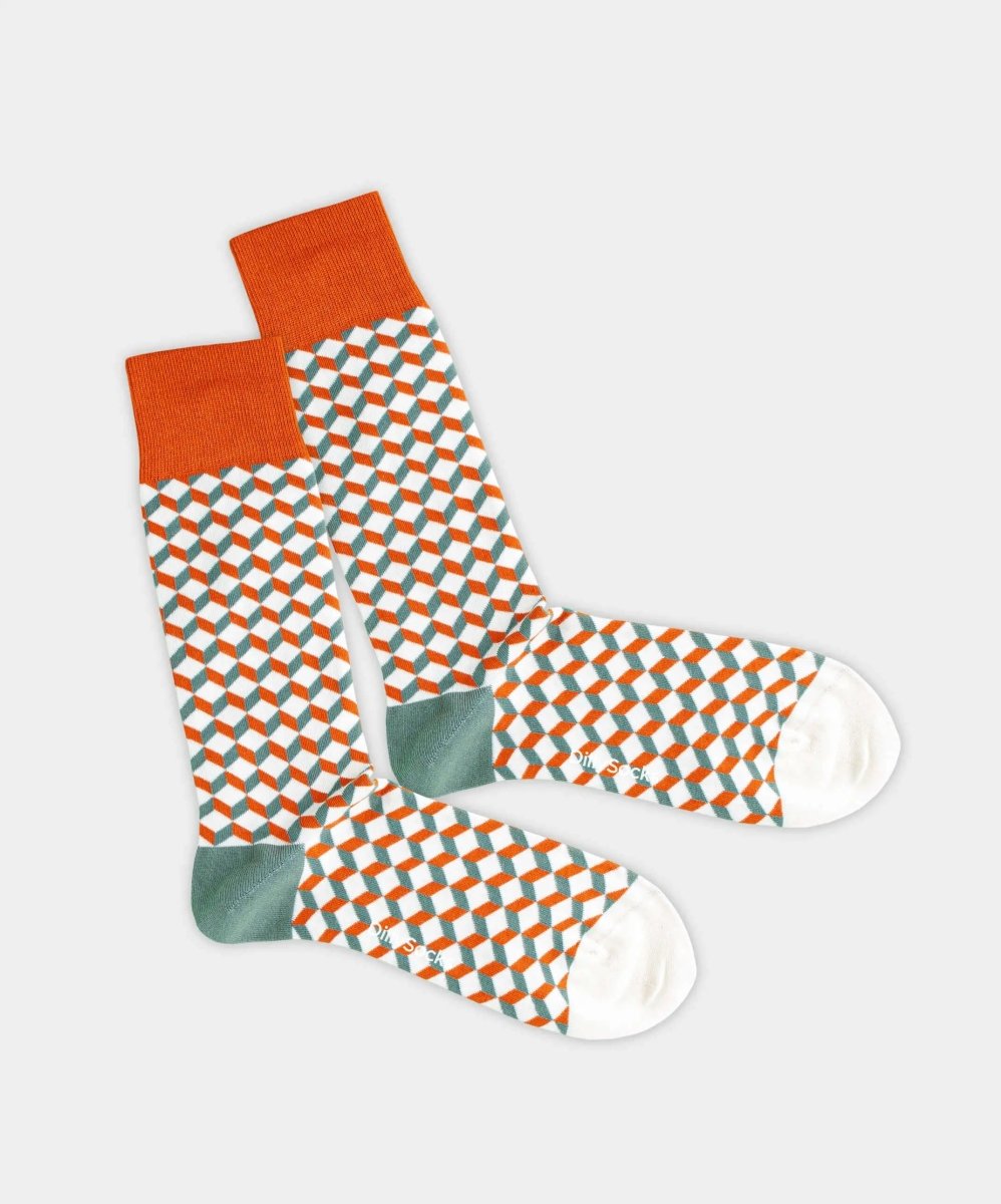 - Socken in Weiss mit Dice Geometrisch Motiv/Muster von DillySocks