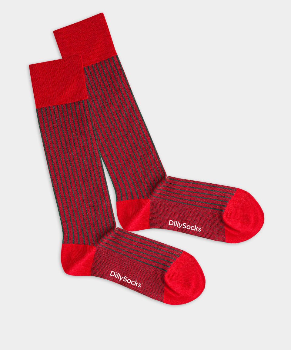 - Herrensocken in Rot mit Streifen Motiv/Muster - Herrensocken in Rot mit Streifen Motiv/Muster von DillySocks