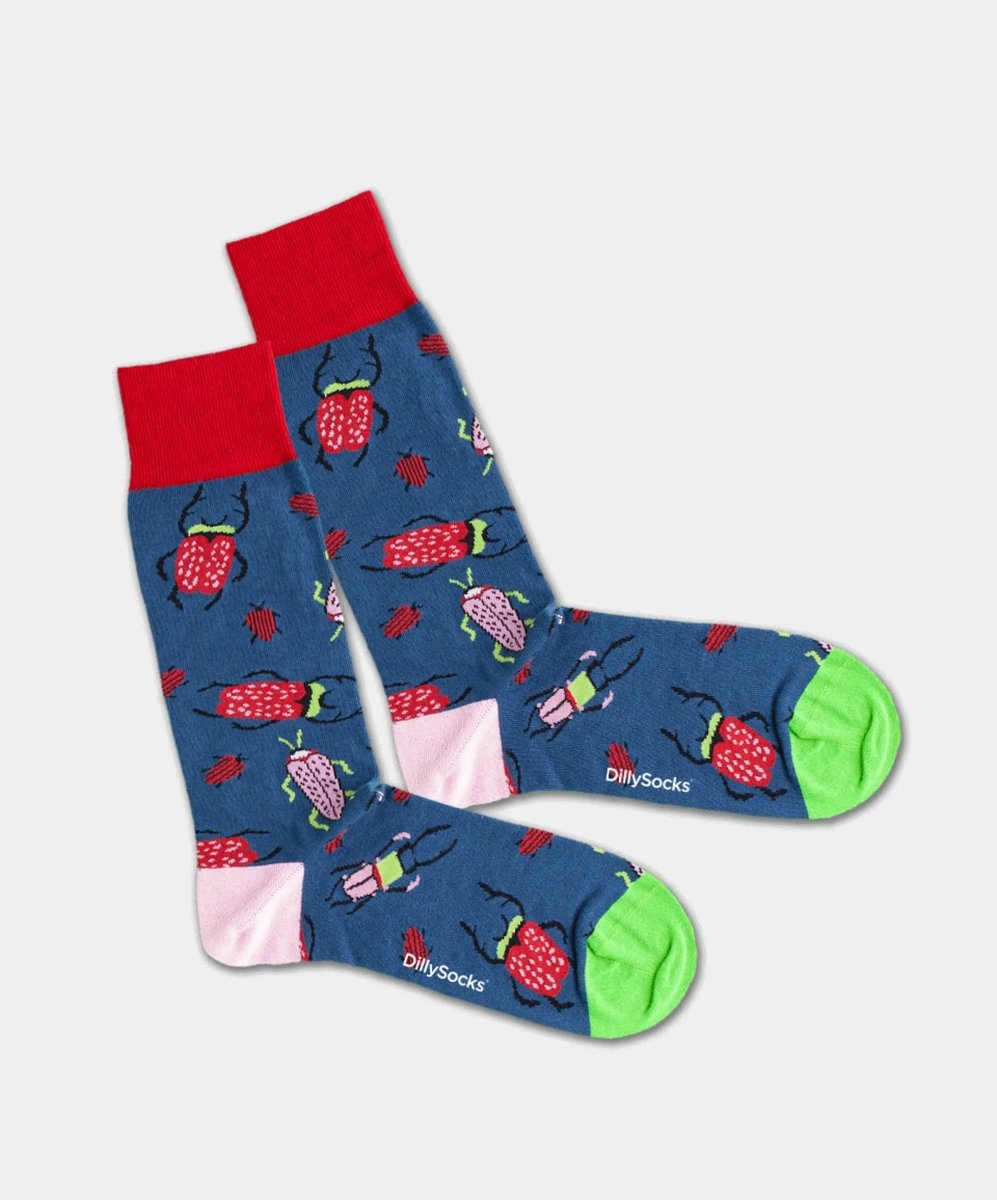 - Socken in Blau mit Käfer Tier Motiv/Muster - Socken in Blau mit Käfer Tier Motiv/Muster von DillySocks