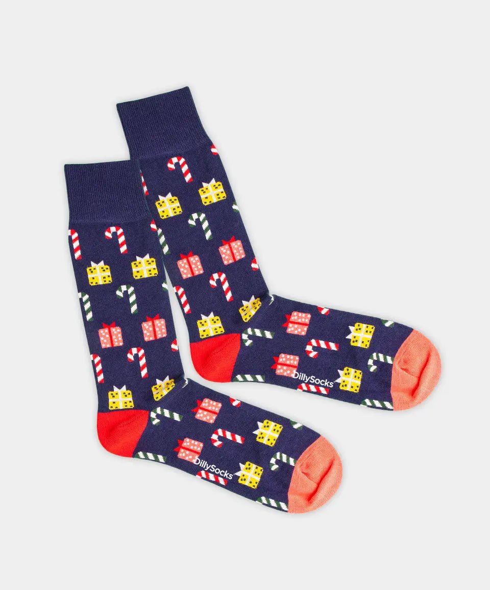 - Socken in Blau mit Weihnachten Motiv/Muster - Socken in Blau mit Weihnachten Motiv/Muster von DillySocks