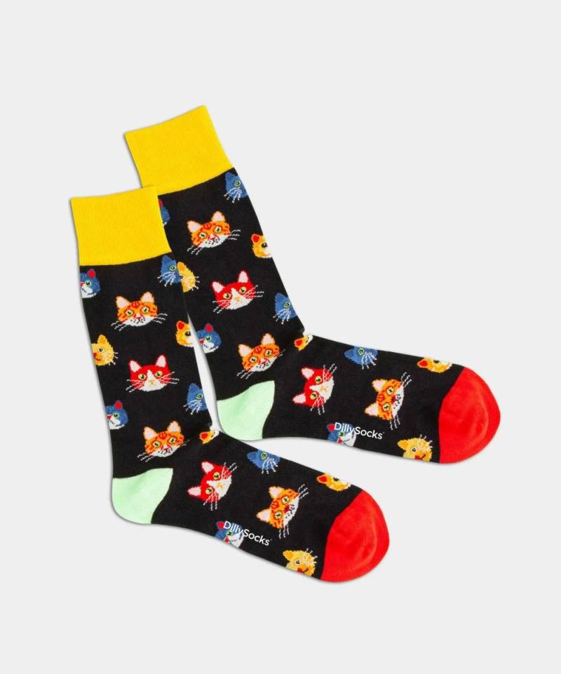 - Socken in Schwarz mit Tier Katze Motiv/Muster von DillySocks