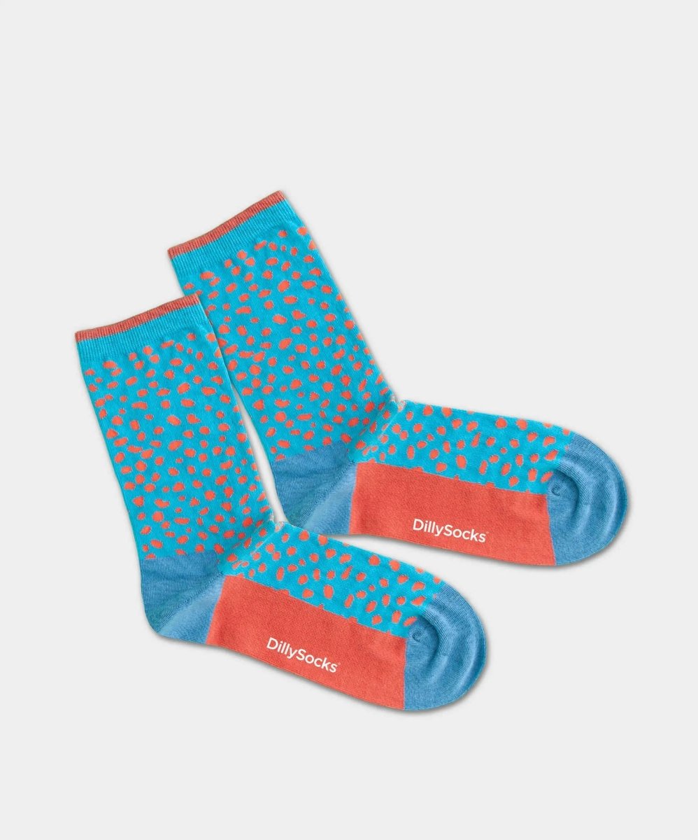 - Damensocken in Blau mit Punkte Motiv/Muster - Damensocken in Blau mit Punkte Motiv/Muster von DillySocks