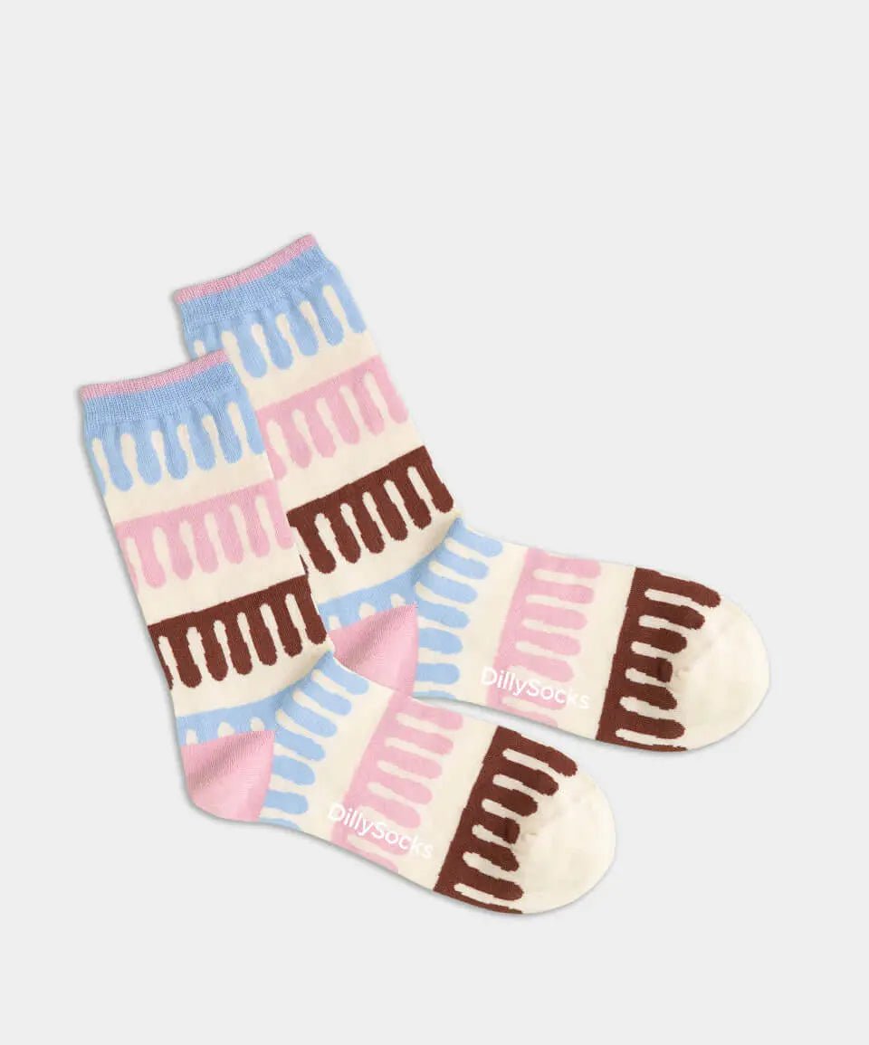 - Damensocken in Beige mit Motiv/Muster - Damensocken in Beige mit Motiv/Muster von DillySocks