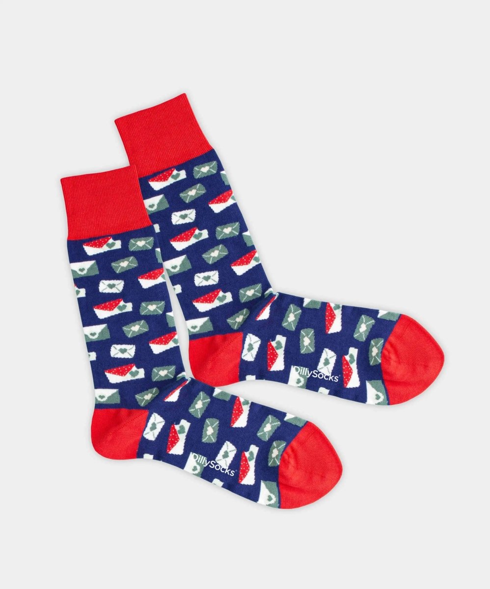 - Socken in Blau mit Herz Motiv/Muster - Socken in Blau mit Herz Motiv/Muster von DillySocks