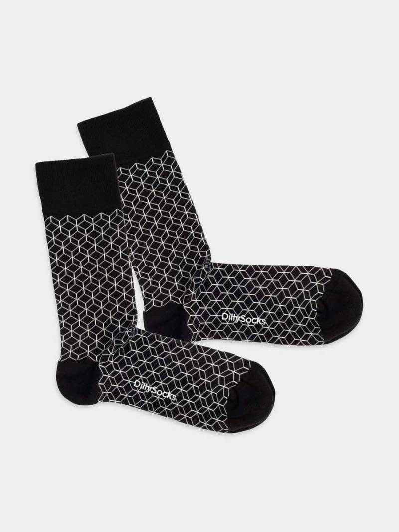 - Socken in Schwarz Weiss mit Geometrisch  Motiv/Muster von DillySocks