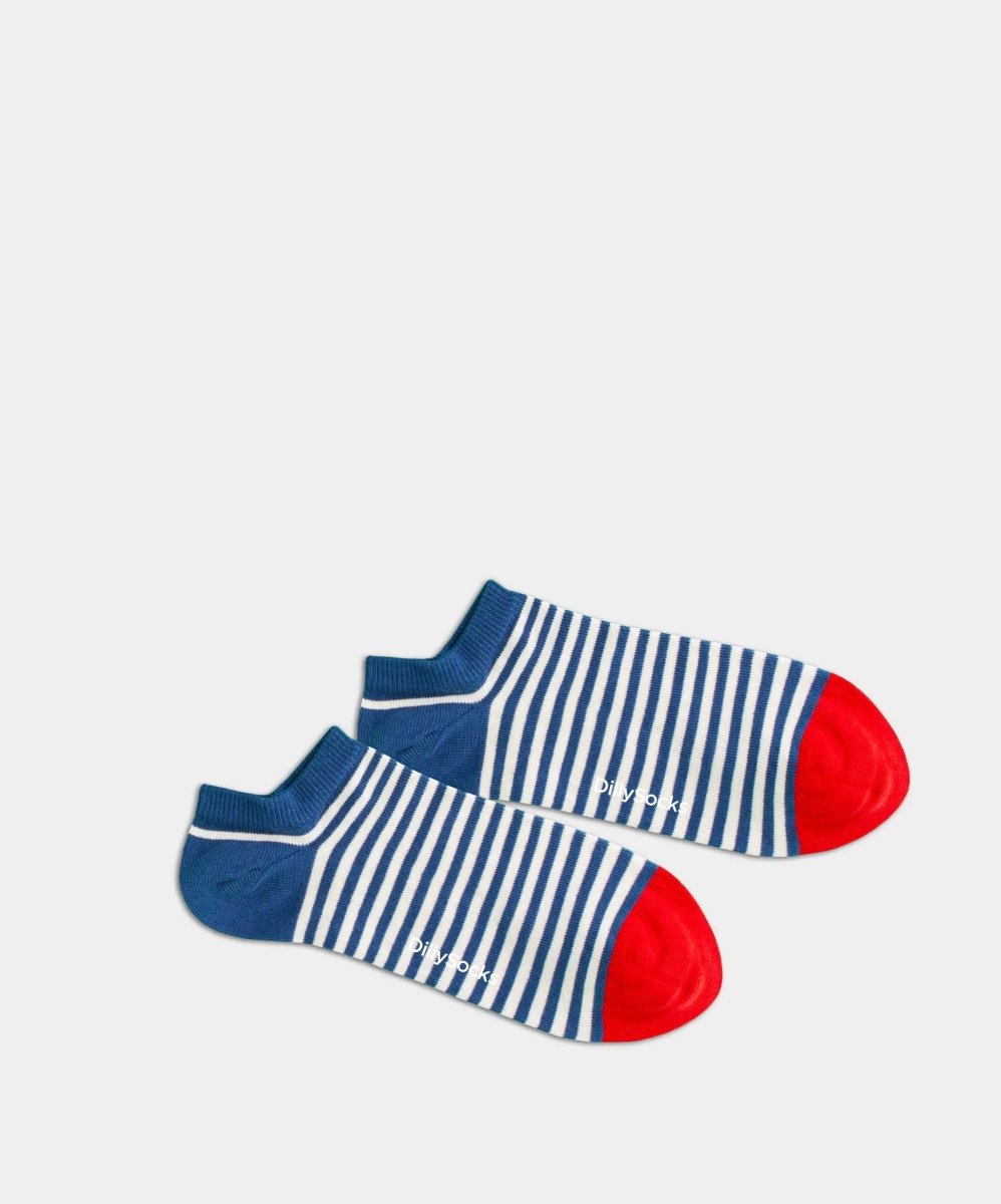 - Sneakersocken in Blau Weiss mit Streifen Motiv/Muster - Sneakersocken in Blau Weiss mit Streifen Motiv/Muster von DillySocks
