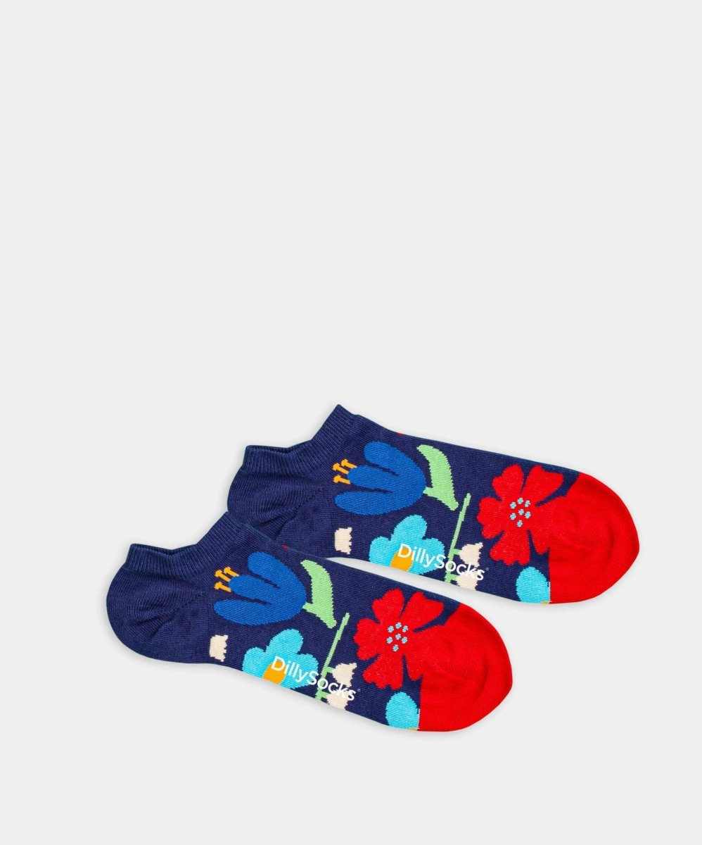- Sneakersocken in Blau mit Blumen Motiv/Muster - Sneakersocken in Blau mit Blumen Motiv/Muster von DillySocks