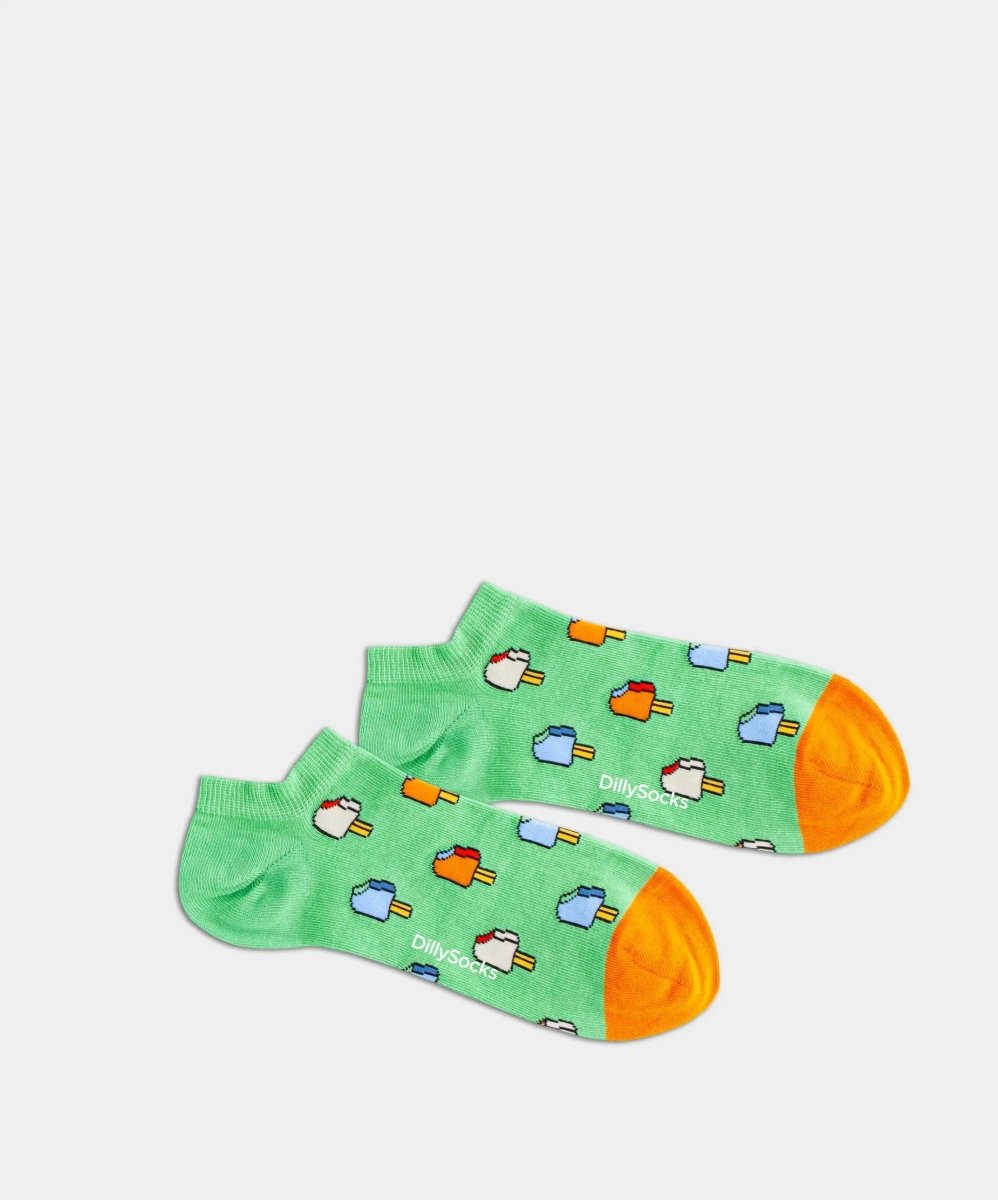 - Sneakersocken in Grün mit Essen Motiv/Muster - Sneakersocken in Grün mit Essen Motiv/Muster von DillySocks