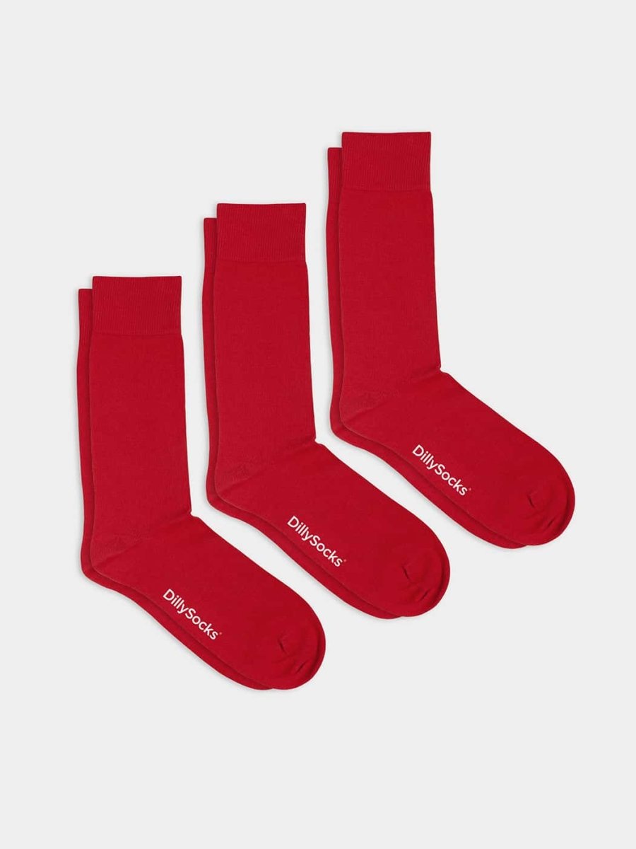 - Socken-Sets in Rot mit Uni Motiv/Muster - Socken-Sets in Rot mit Uni Motiv/Muster von DillySocks