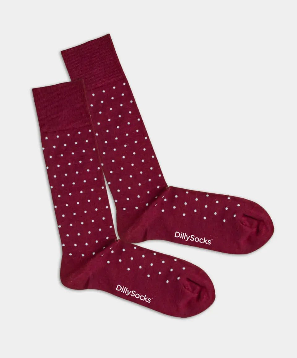- Herrensocken in Rot mit Punkte Motiv/Muster - Herrensocken in Rot mit Punkte Motiv/Muster von DillySocks