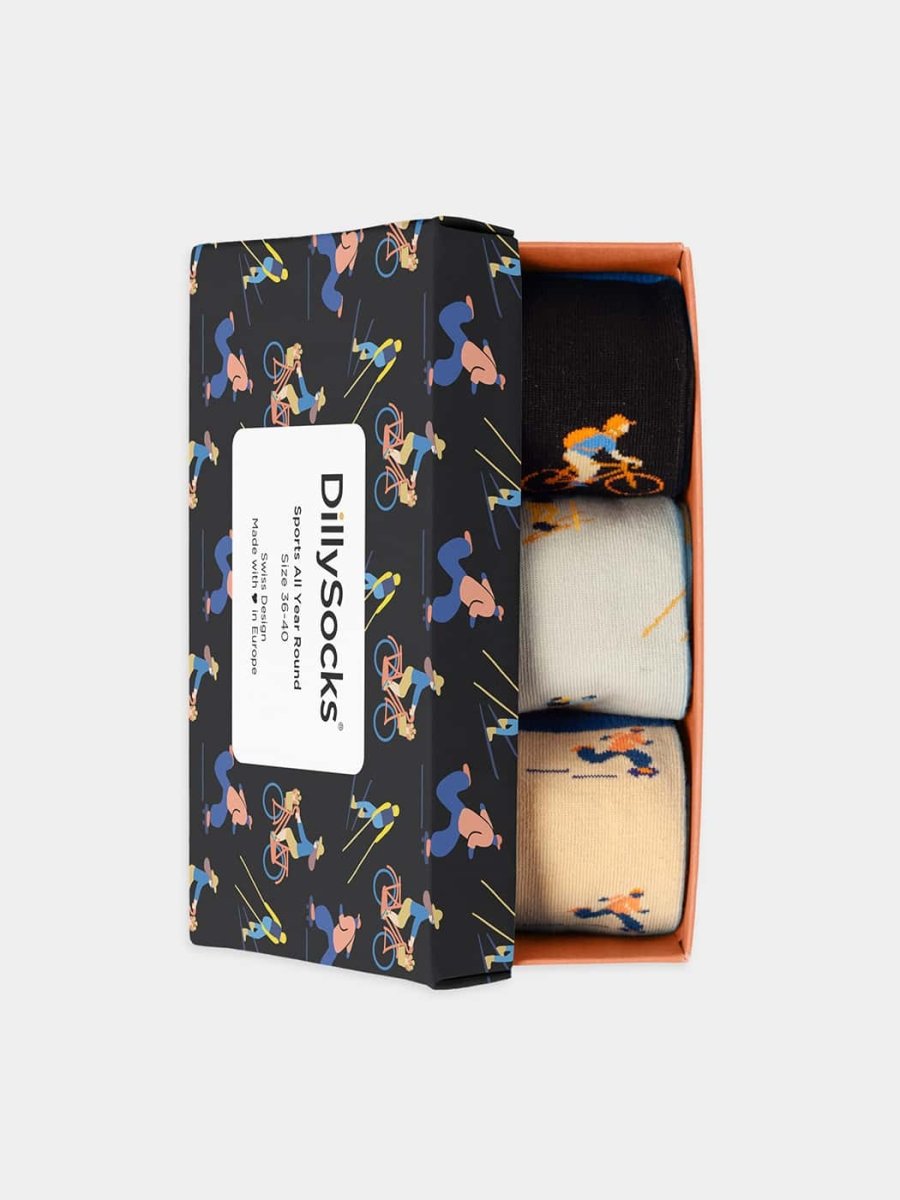 - Socken-Geschenkbox in Bunt mit Sport Motiv/Muster - Socken-Geschenkbox in Bunt mit Sport Motiv/Muster von DillySocks