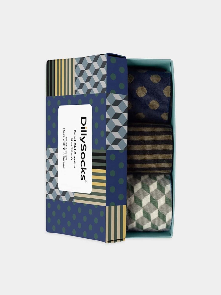 - Socken-Geschenkbox in Bunt mit Streifen Punkte Motiv/Muster - Socken-Geschenkbox in Bunt mit Streifen Punkte Motiv/Muster von DillySocks