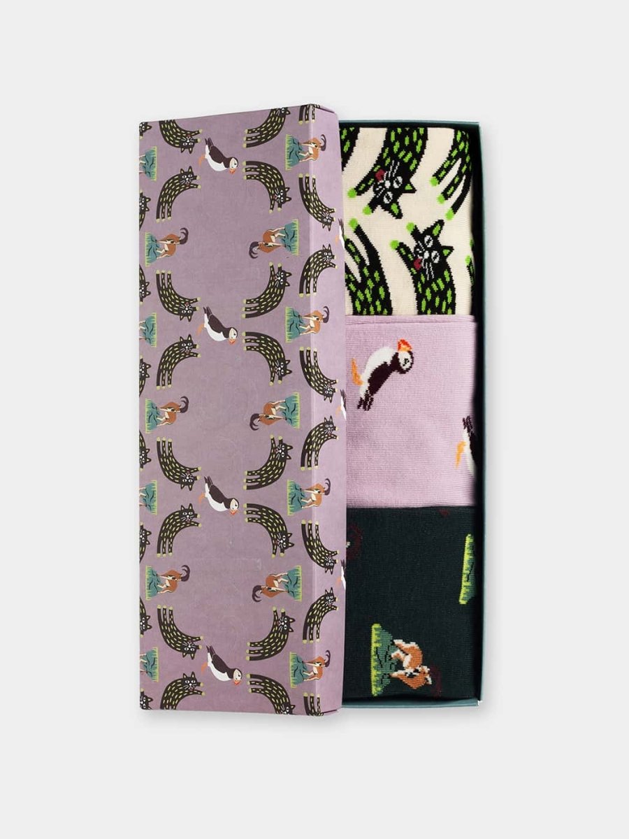 - Socken-Geschenkbox in Bunt mit Tier Katze Motiv/Muster - Socken-Geschenkbox in Bunt mit Tier Katze Motiv/Muster von DillySocks