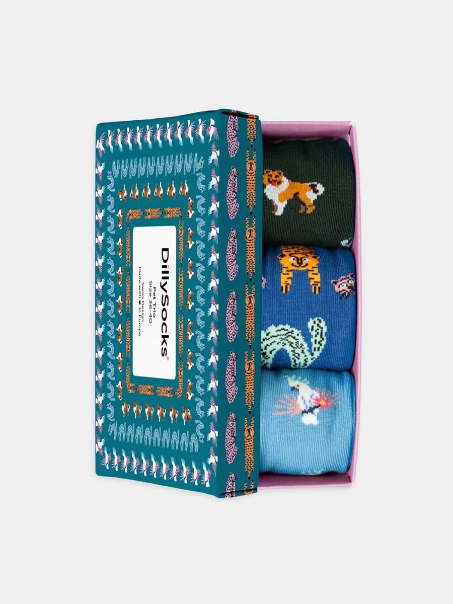 - Socken-Geschenkbox in Bunt mit Tier Motiv/Muster - Socken-Geschenkbox in Bunt mit Tier Motiv/Muster von DillySocks
