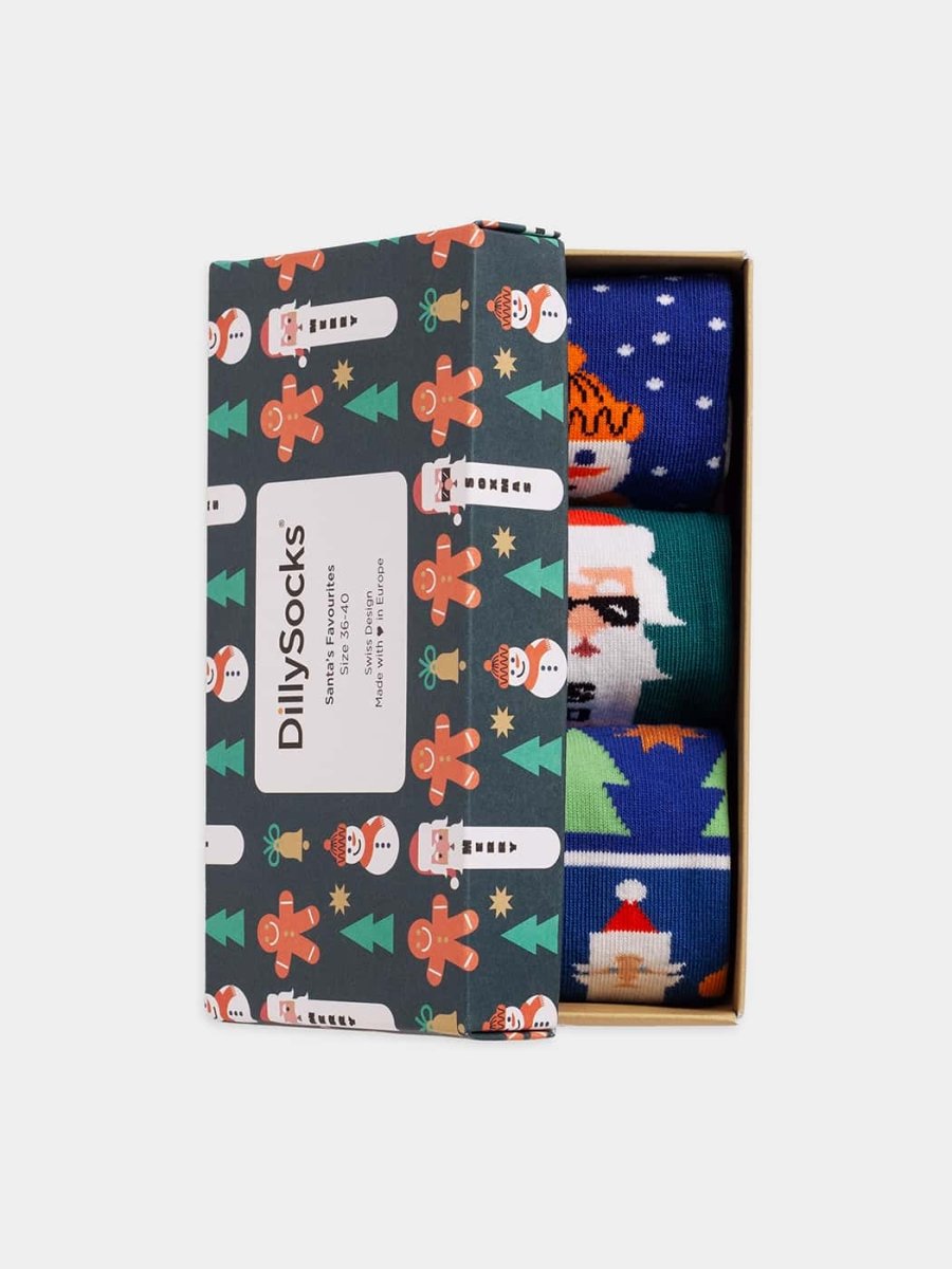 - Socken-Geschenkbox in Bunt mit Weihnachten Motiv/Muster - Socken-Geschenkbox in Bunt mit Weihnachten Motiv/Muster von DillySocks