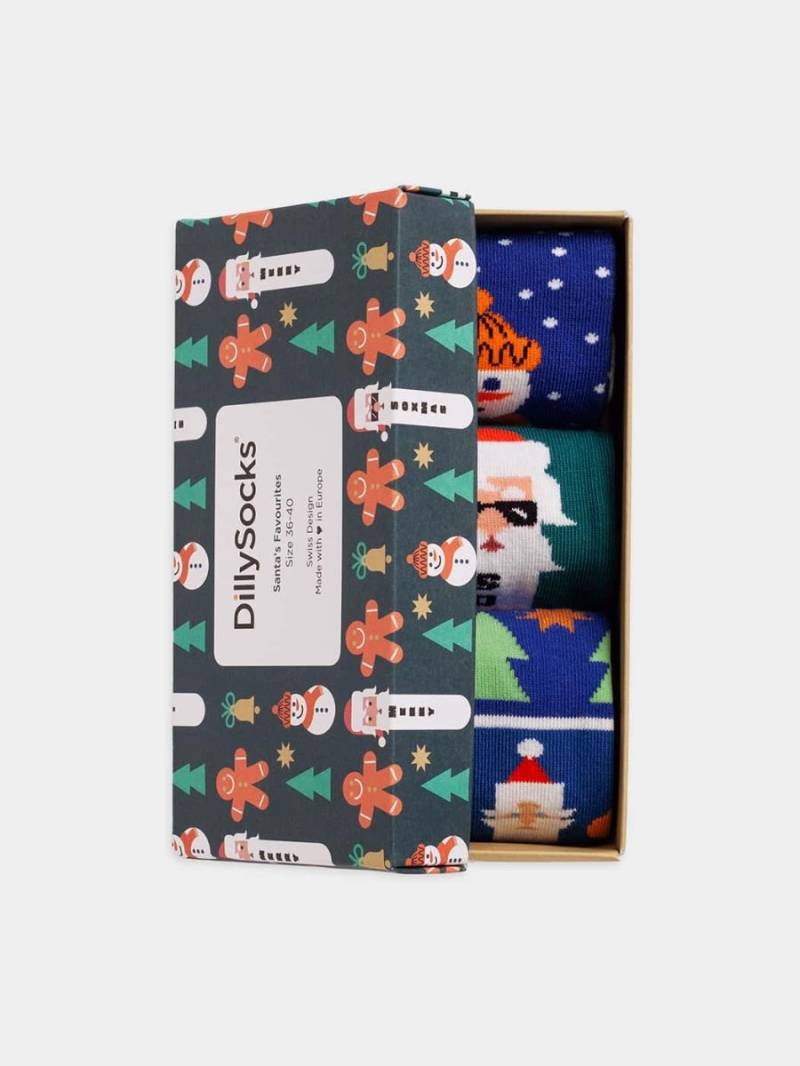 - Socken-Geschenkbox in Bunt mit Weihnachten Motiv/Muster von DillySocks