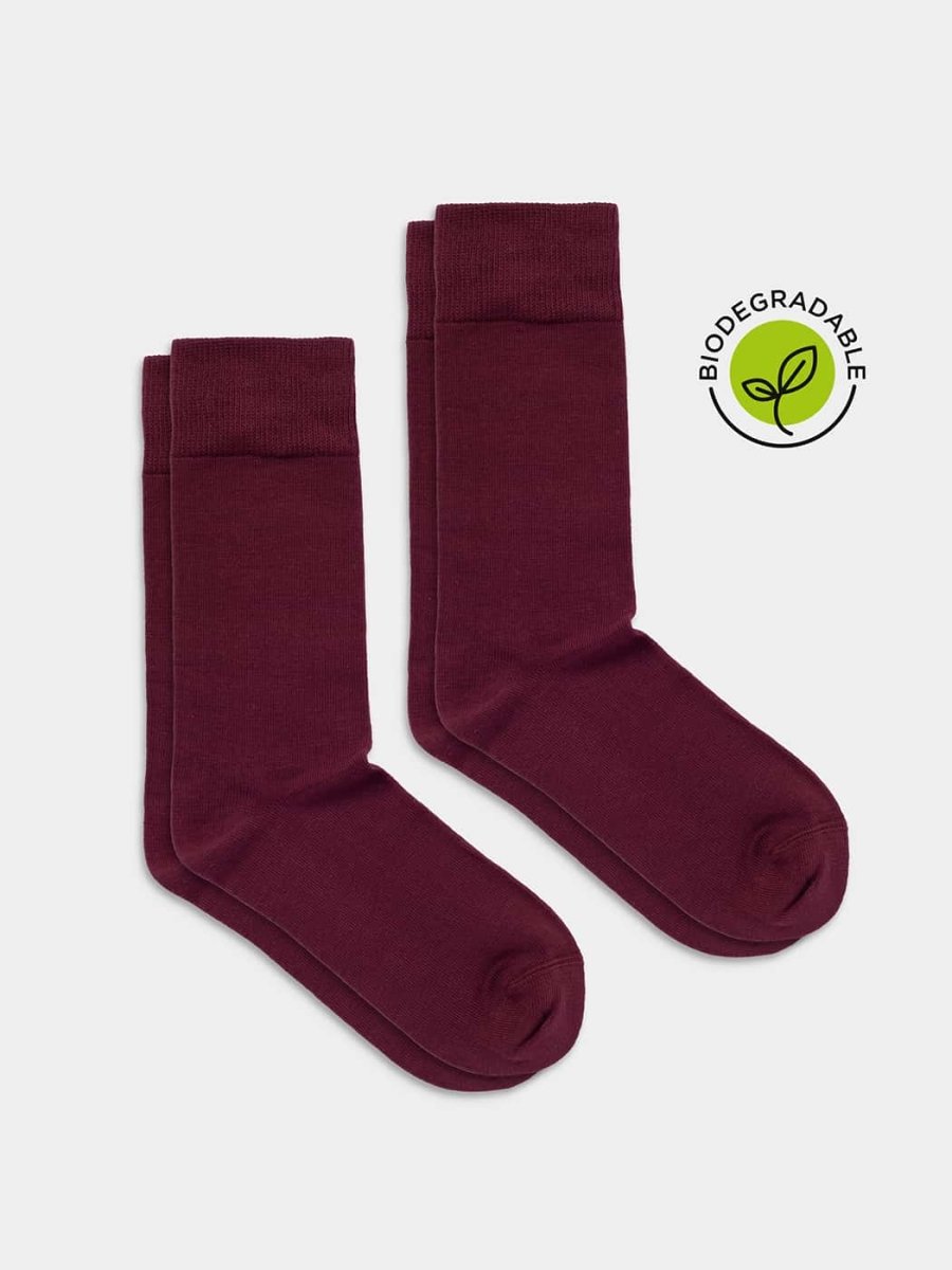 - Socken-Sets in Dunkelrot mit Uni Motiv/Muster von DillySocks