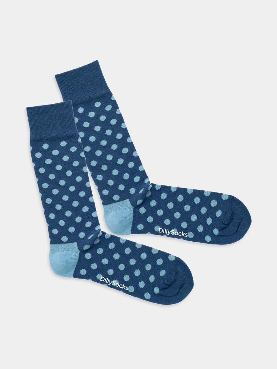 - Socken in Blau  mit Punkte Motiv/Muster von DillySocks