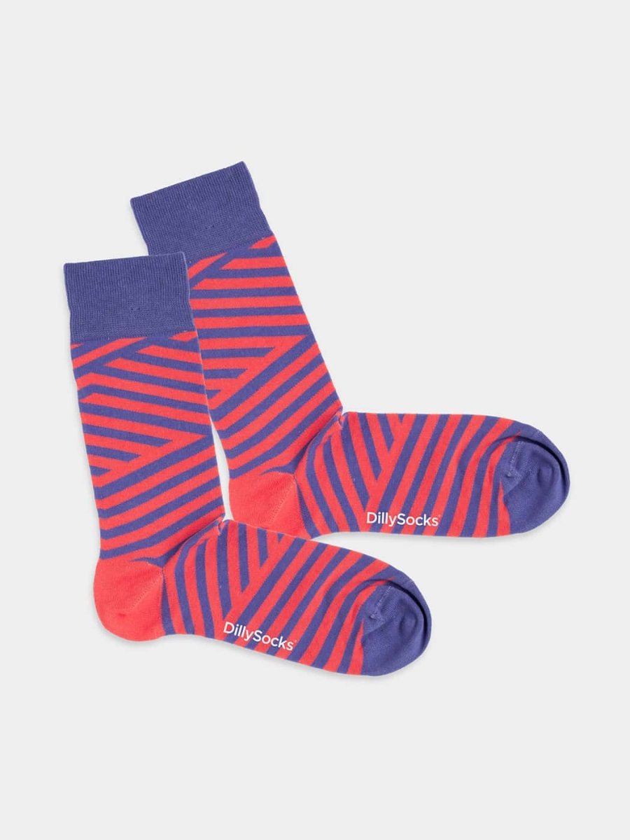 - Socken in Blau mit Streifen Geometrisch Motiv/Muster - Socken in Blau mit Streifen Geometrisch Motiv/Muster von DillySocks