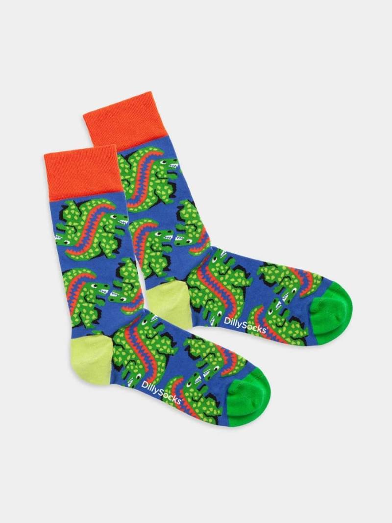 - Socken in Blau mit Tier Dino Motiv/Muster von DillySocks