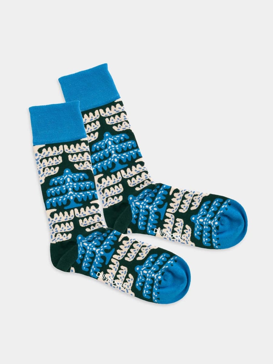 - Socken in Blau mit Weihnachten Motiv/Muster von DillySocks