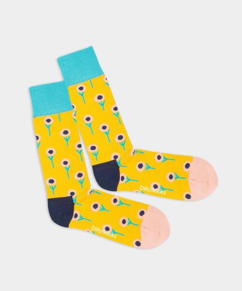 - Socken in Gelb mit Pflanze Blumen Motiv/Muster von DillySocks