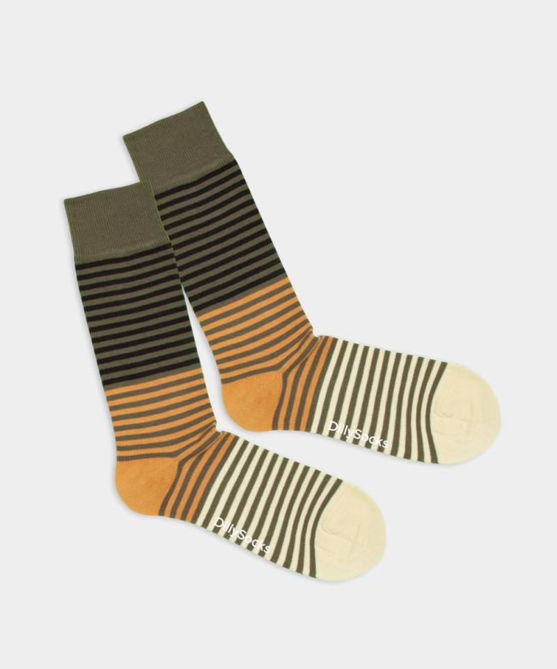 - Socken in Grün Braun mit Streifen Motiv/Muster von DillySocks