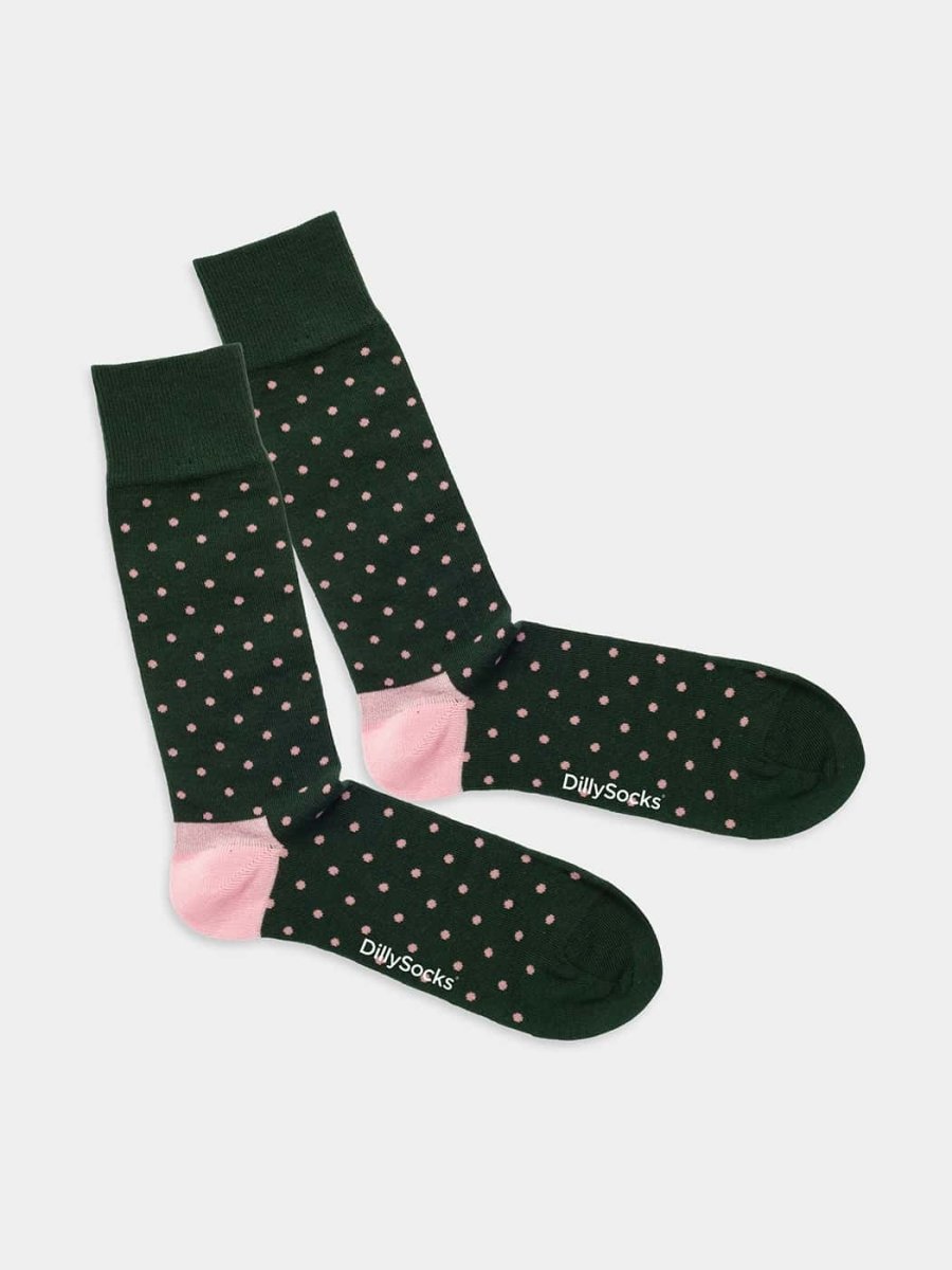 - Socken in Grün  mit Punkte Motiv/Muster von DillySocks