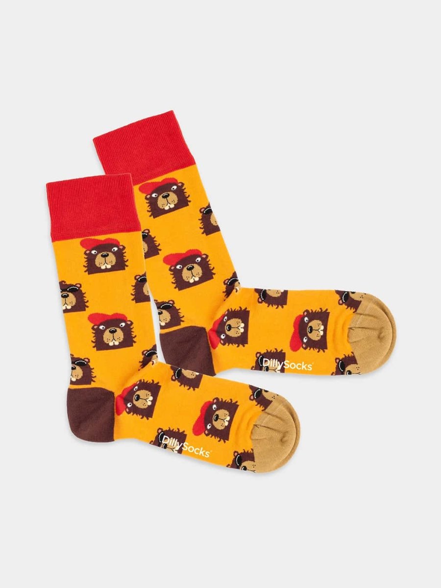 - Socken in Orange Braun mit Tier Motiv/Muster - Socken in Orange Braun mit Tier Motiv/Muster von DillySocks