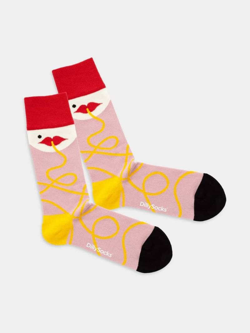 - Socken in Rosa  mit Essen Motiv/Muster von DillySocks