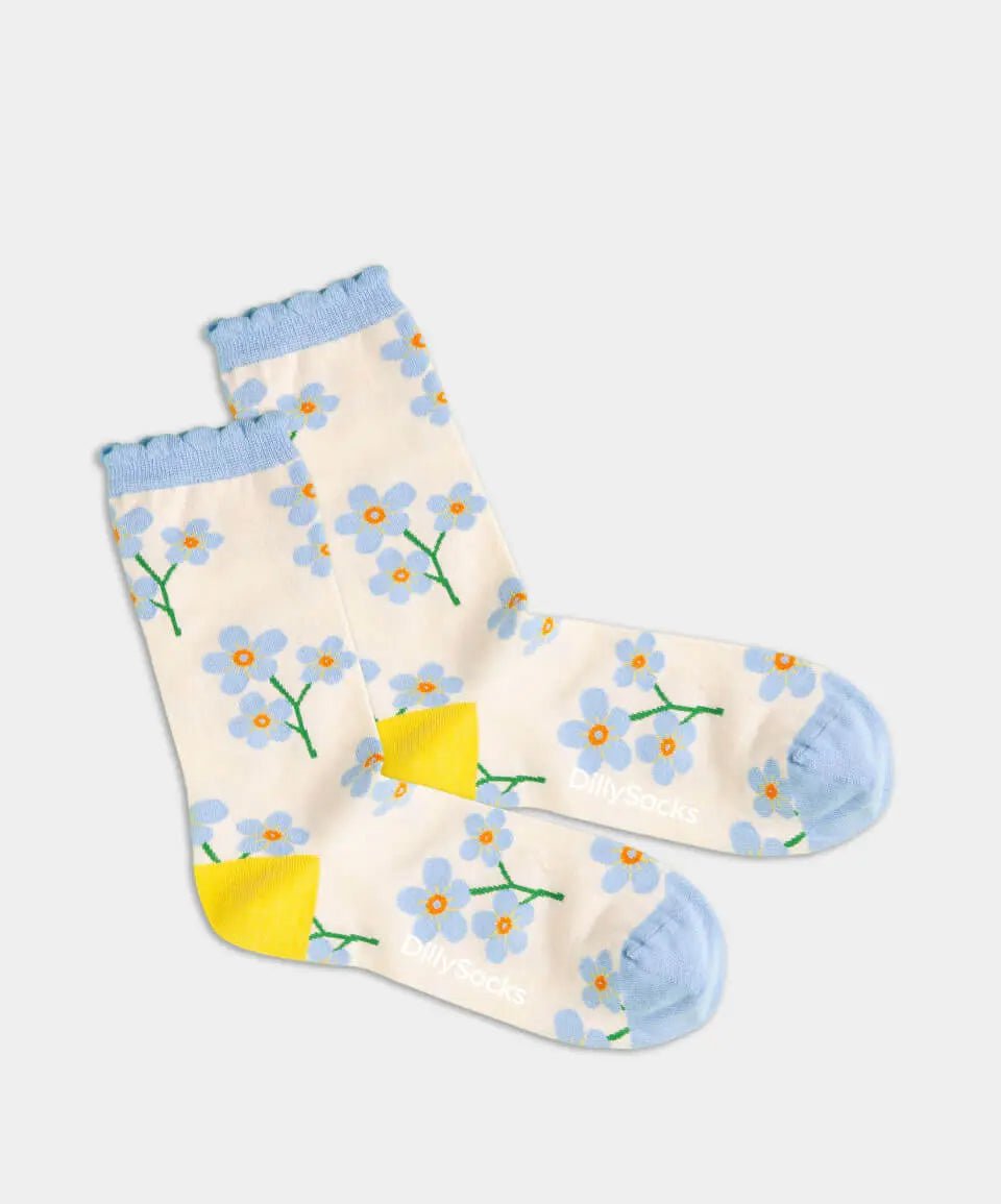 - Damensocken in Beige mit Blumen Motiv/Muster von DillySocks