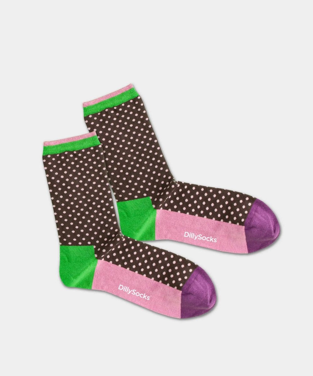 - Damensocken in Braun mit Punkte Motiv/Muster - Damensocken in Braun mit Punkte Motiv/Muster von DillySocks