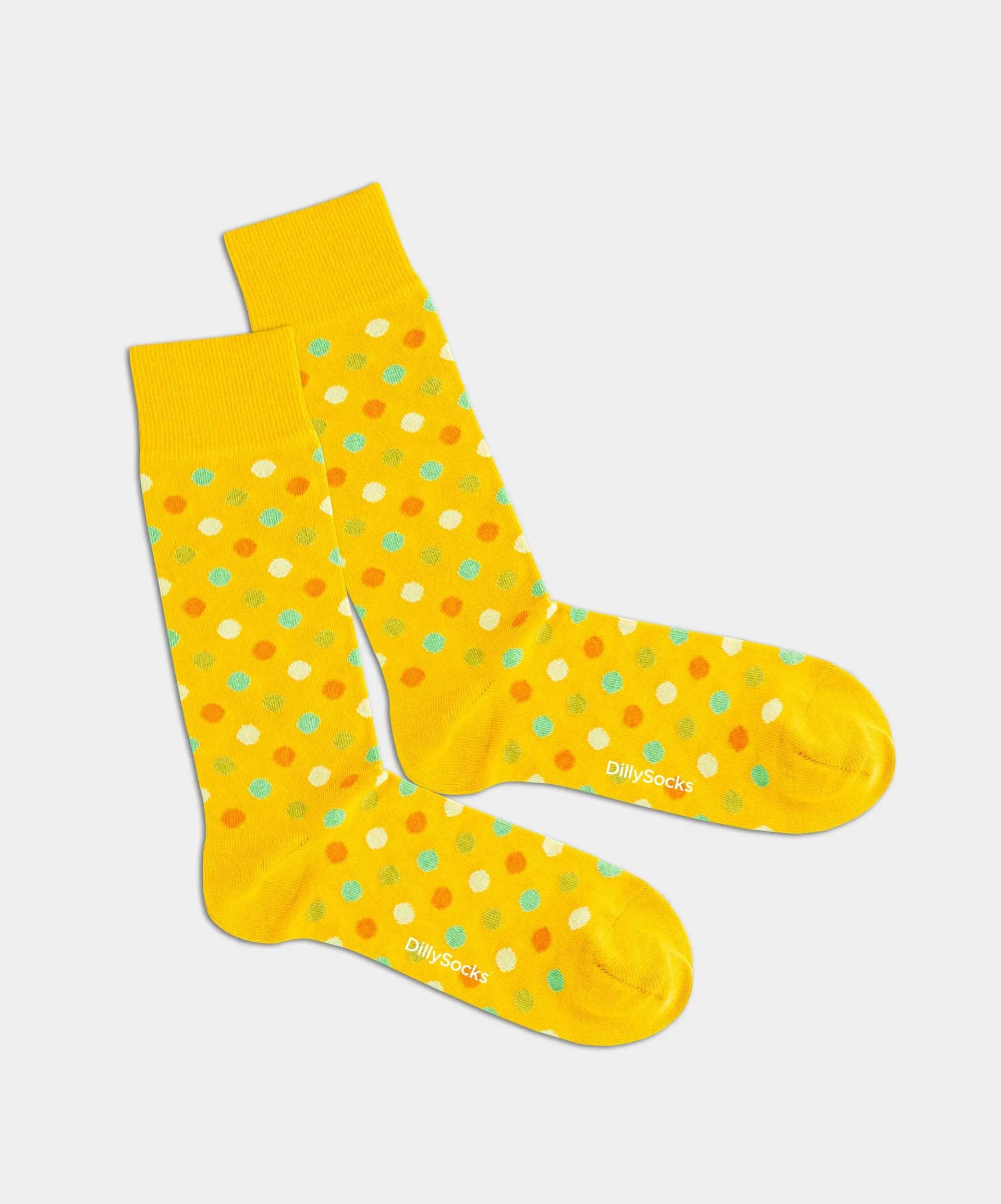 - Socken in Gelb mit Konfetti Punkte Motiv/Muster von DillySocks
