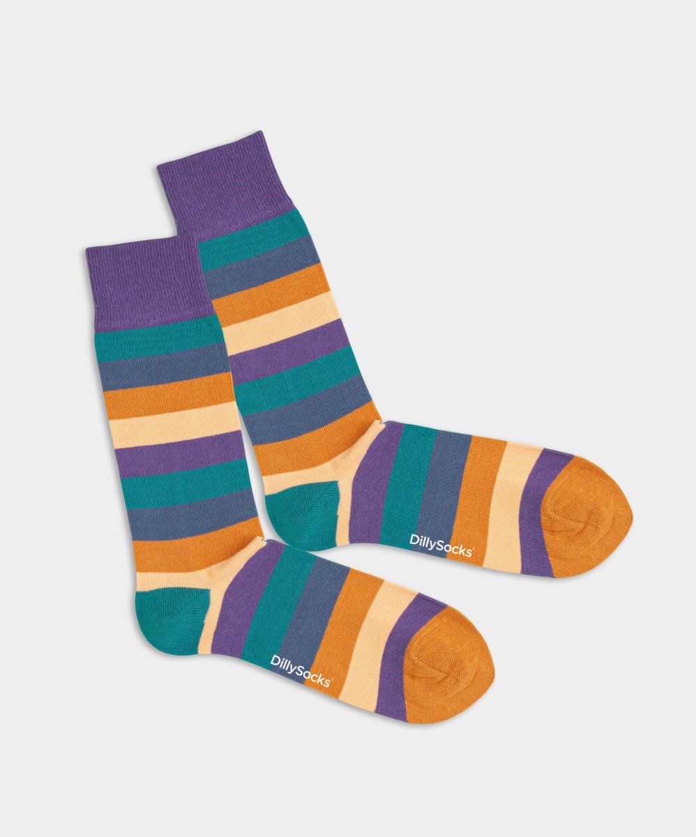 - Socken in Blau mit Streifen Motiv/Muster - Socken in Blau mit Streifen Motiv/Muster von DillySocks